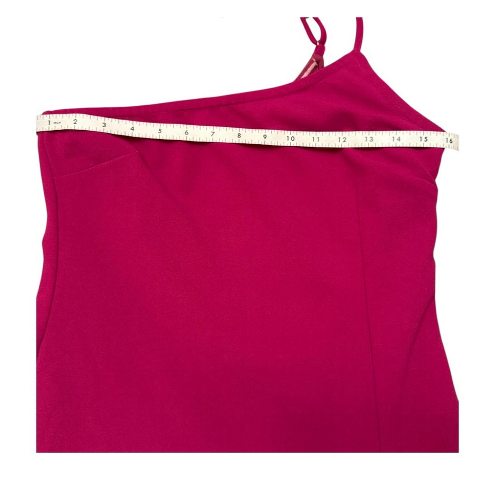 Lulus Glamour Goals Magenta One-Shoulder Trumpet Hem Mini Dress Size M - Picture 10 of 11